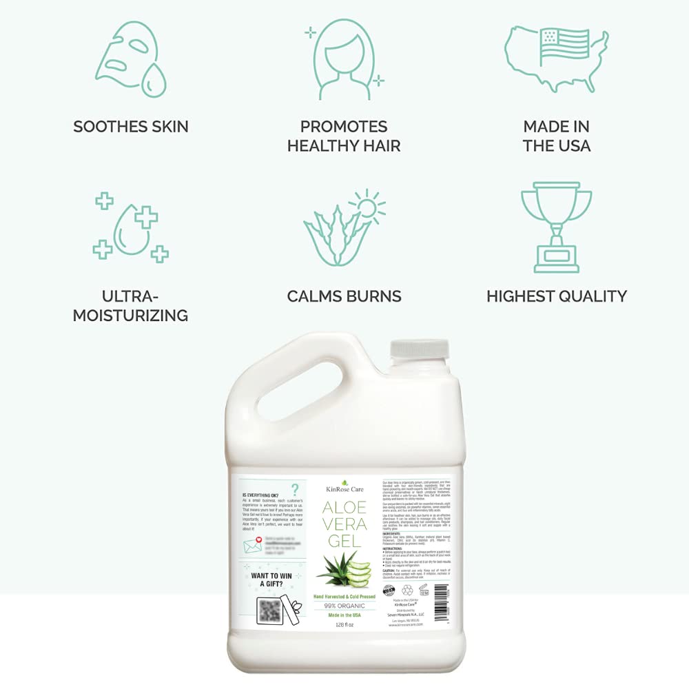 KinRose Care Aloe Vera Gel sunburn-relief application offers soothing, cooled hydration.
