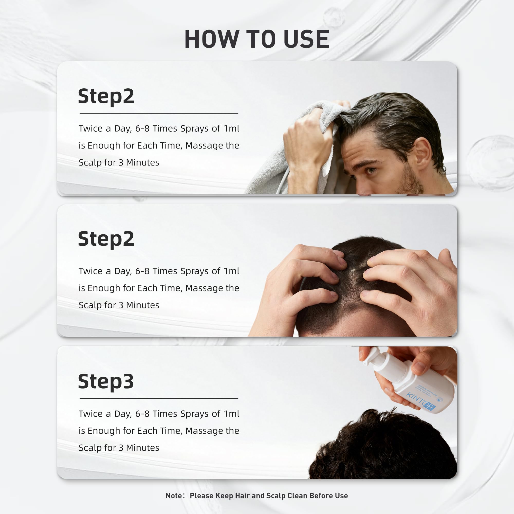 KINTOR KX-826 scalp-massage-3-min demo for better absorption.