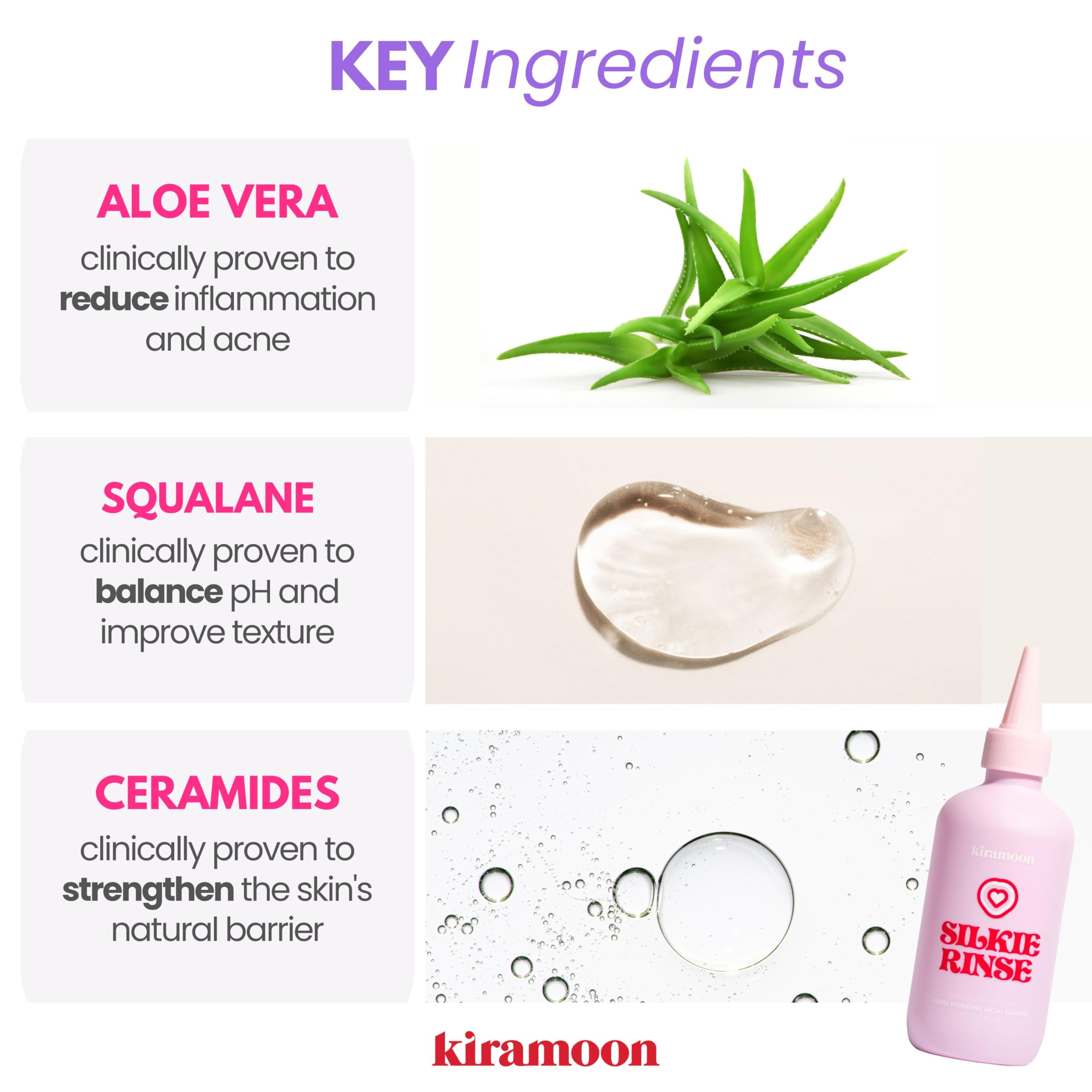 Kiramoon Silkie Rinse bottle with pump, ready for makeup removal.