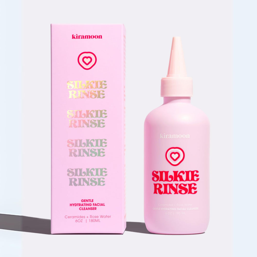 Kiramoon Silkie Rinse bottle front shows a hydrating cleanser for sensitive skin.