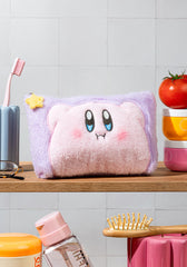 Kirby Fluffy Pouch Hover soft plush material, ideal for lightweight cosmetics and small gear.