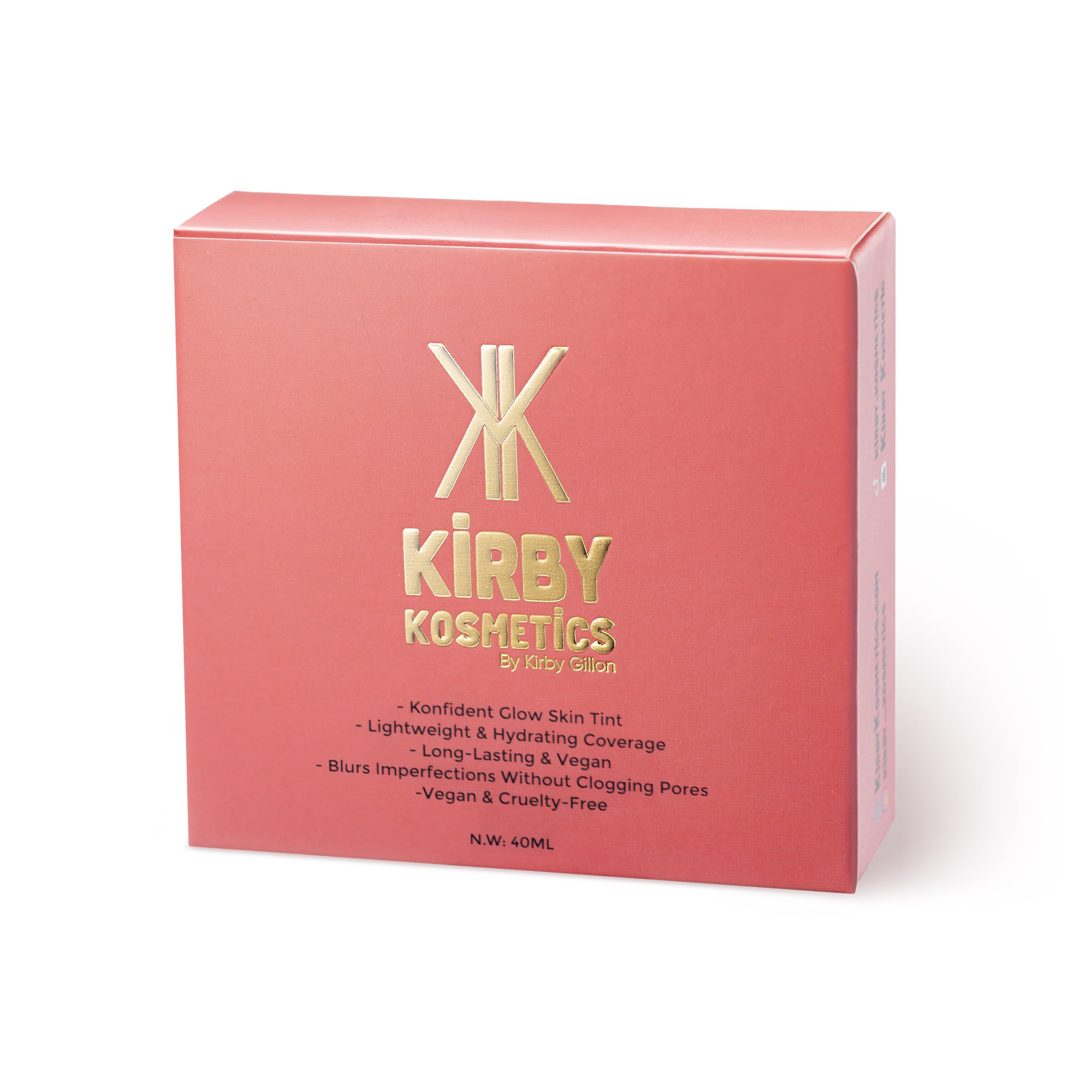 Kirby Kosmetics Konfident Glow formula includes hyaluronic acid for lasting moisture.