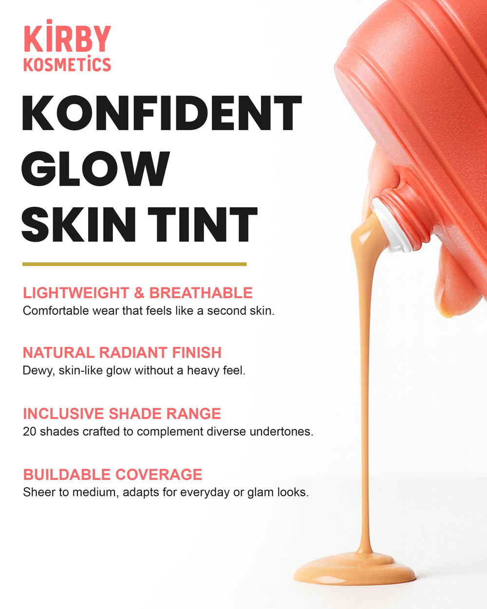 Packaging design of Kirby Kosmetics Konfident Glow Spice Spirit highlights inclusivity.
