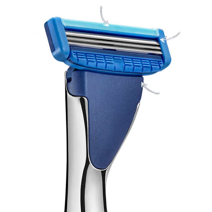 Kirkland Signature refill with swivel head follows facial contours for a closer shave