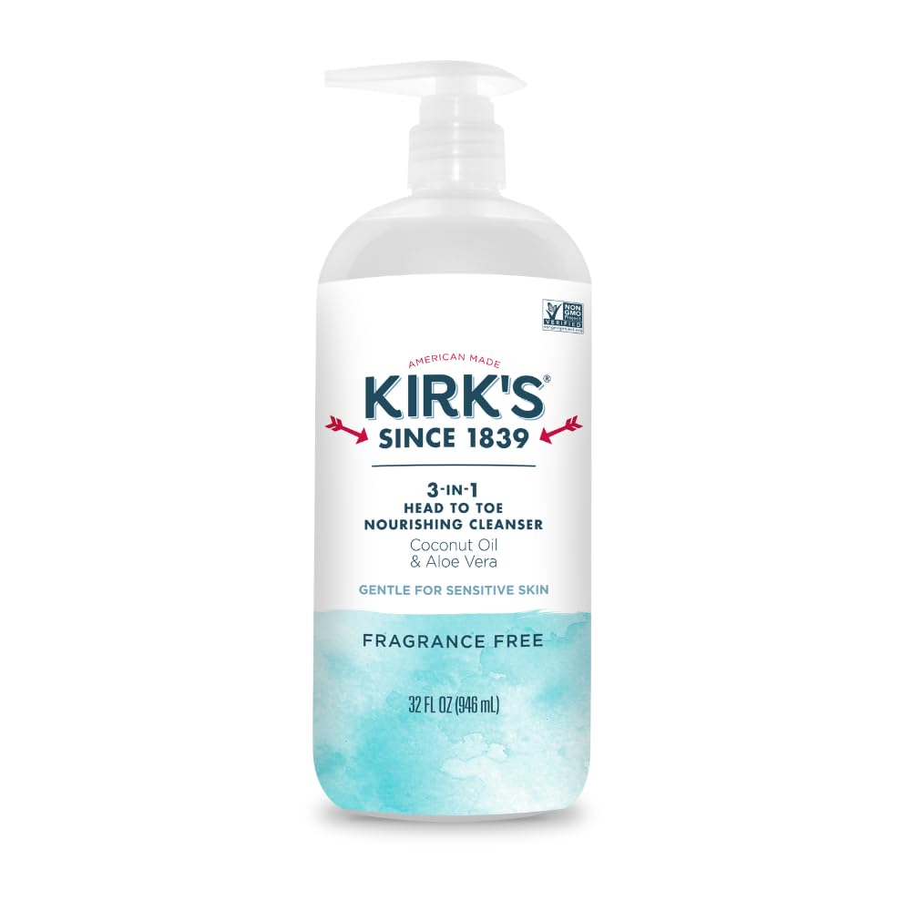 Kirk's 3-in-1 bottle pour demonstrates all-in-one cleansing for the whole family.