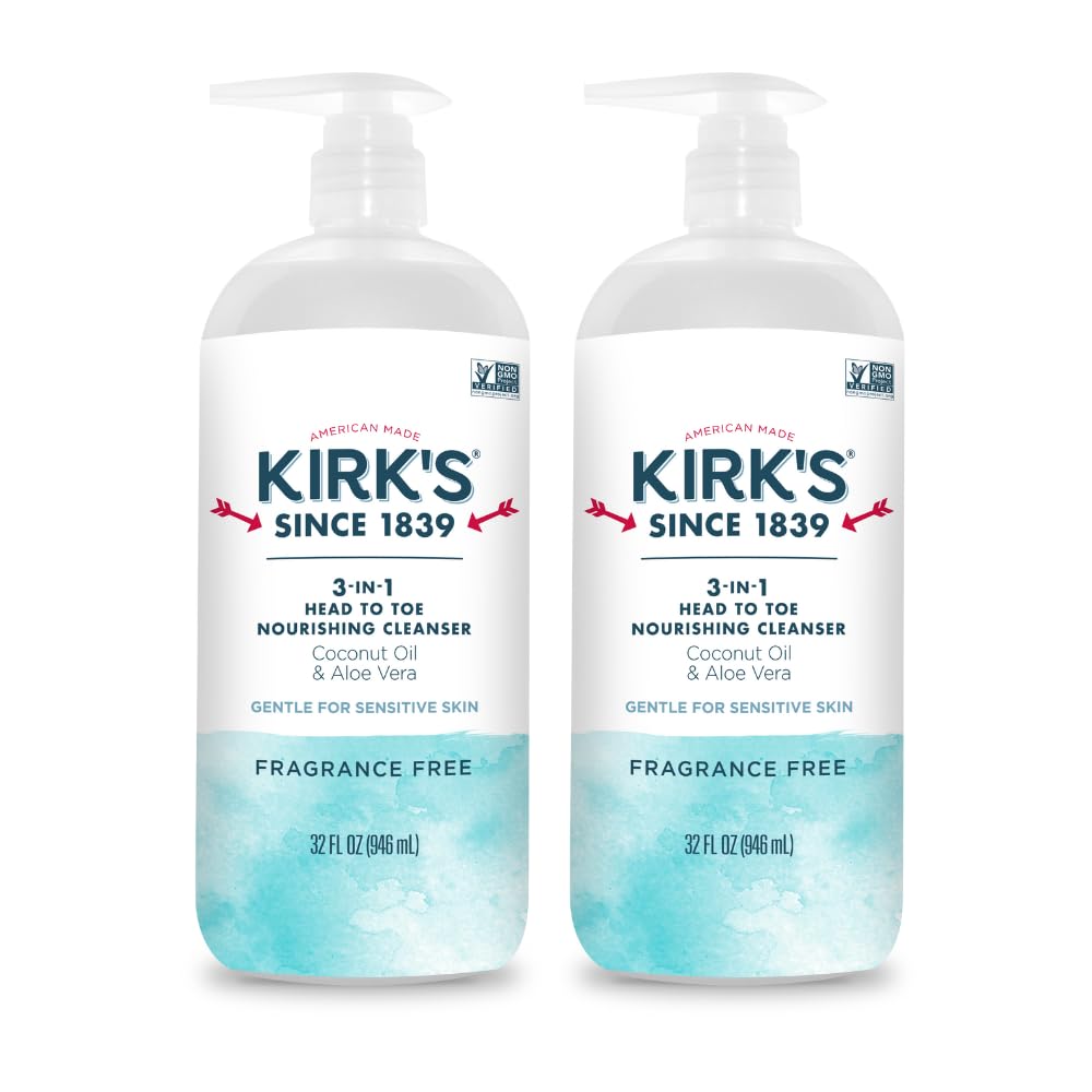 Kirk's 3-in-1 head-to-toe cleanser pump bottle for family use