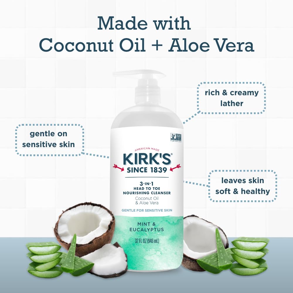 Kirk's mint and eucalyptus scent provides a refreshing wash.