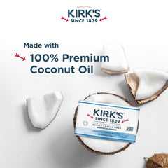 Kirk's Original Coco Castile Soap hand lather shows mild, skin-friendly cleansing.