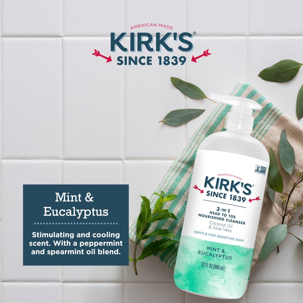 Kirk's mint and eucalyptus scent provides a cooling, invigorating shower.