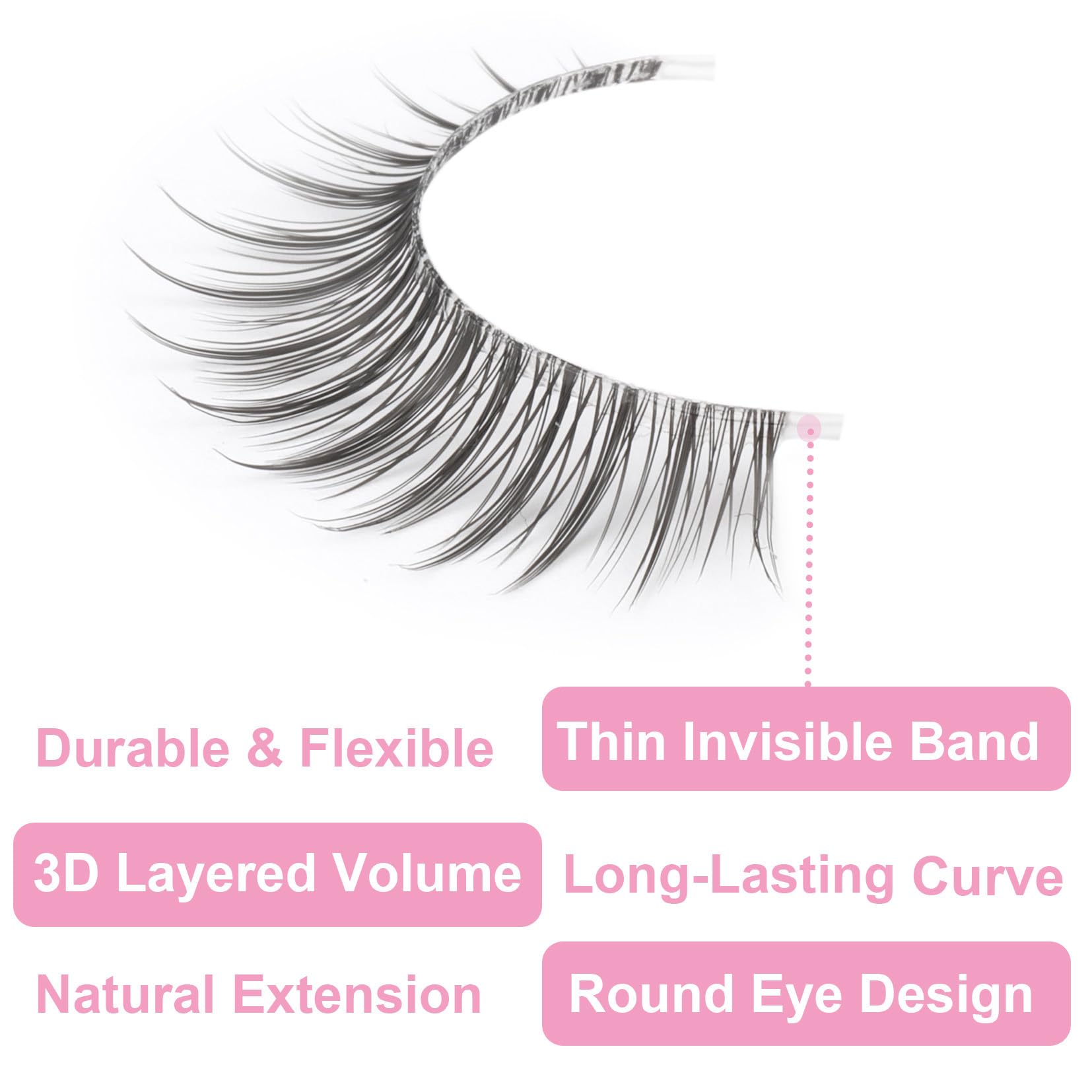 Kiromiro eyelash band detail shows ultra-thin clear band for comfortable wear.