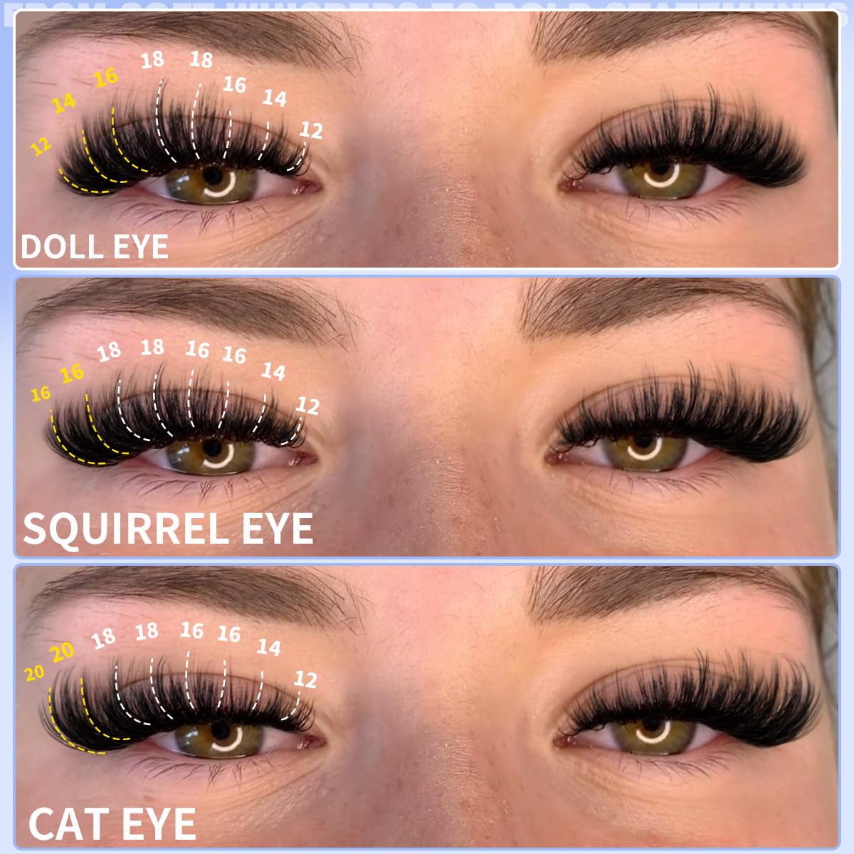 Kiromiro fluffy cluster lashes with wispy texture for natural looks.