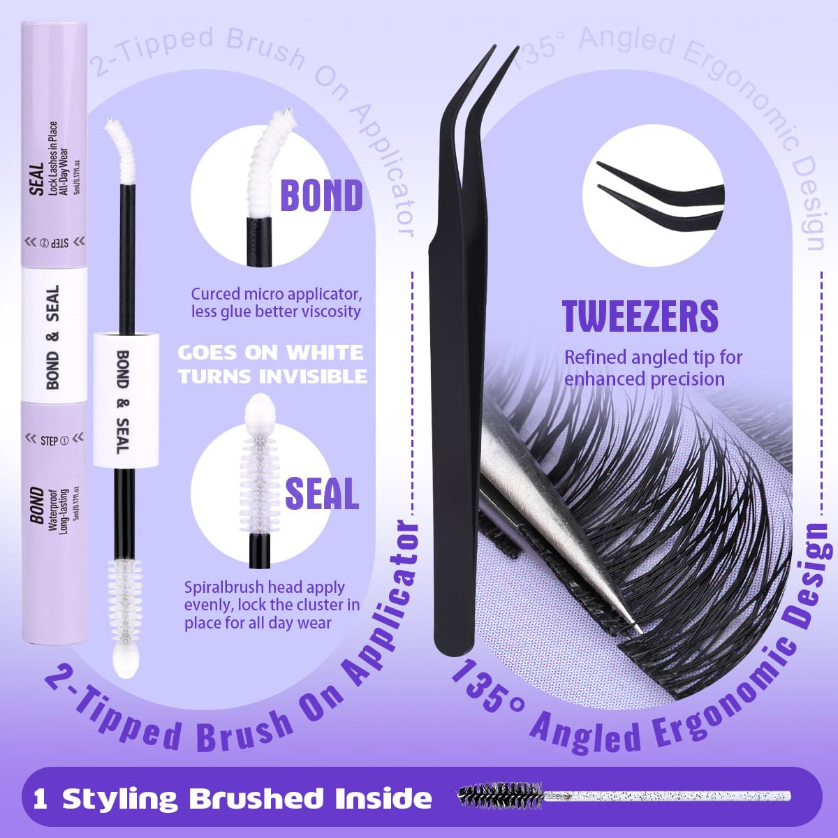 Kiromiro lash brush helps even application and tidy removal.