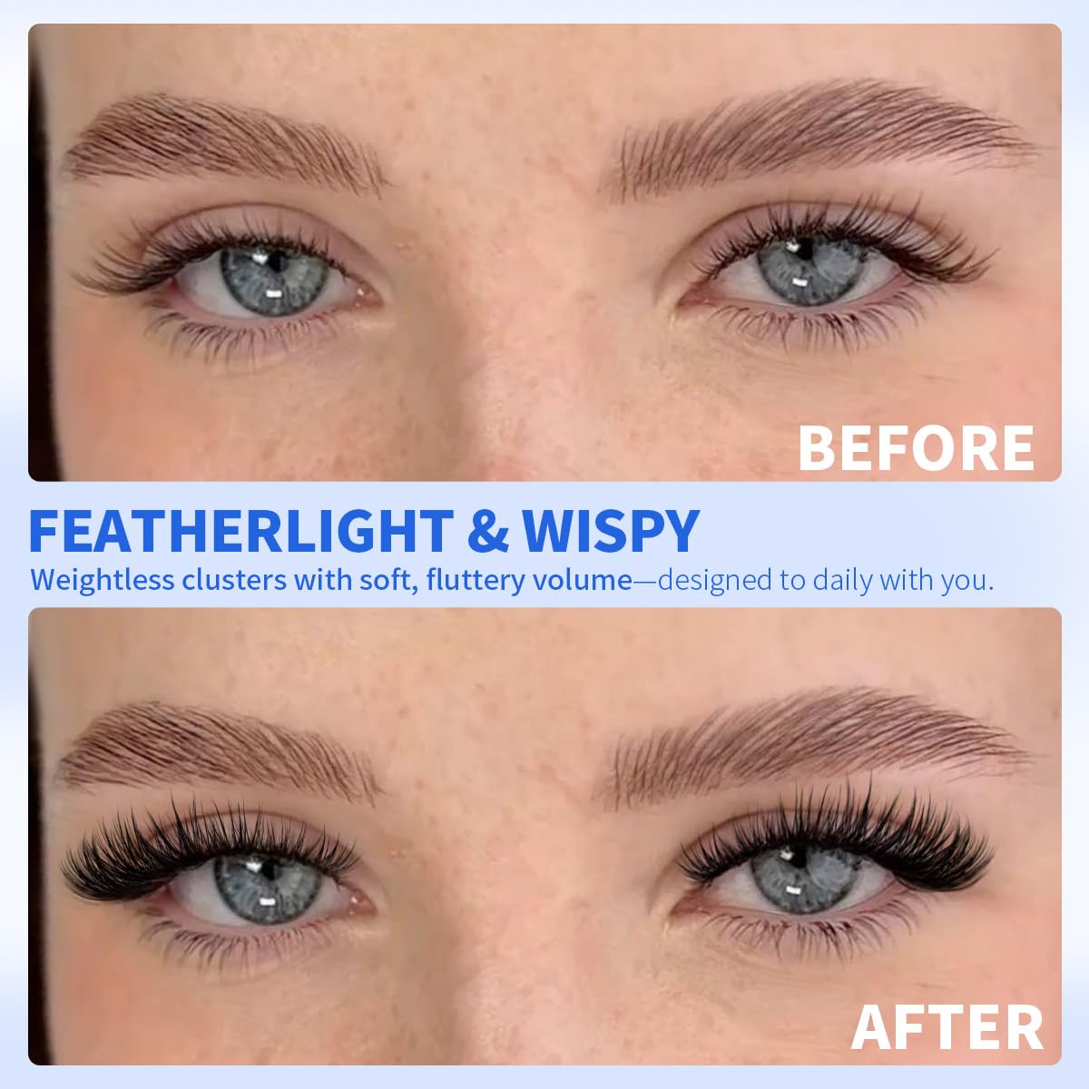 Kiromiro Lash Clusters delicate fibers create subtle, natural wisps.