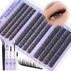 Kiromiro natural lash clusters kit 12-16mm close-up for wispy daily lashes.