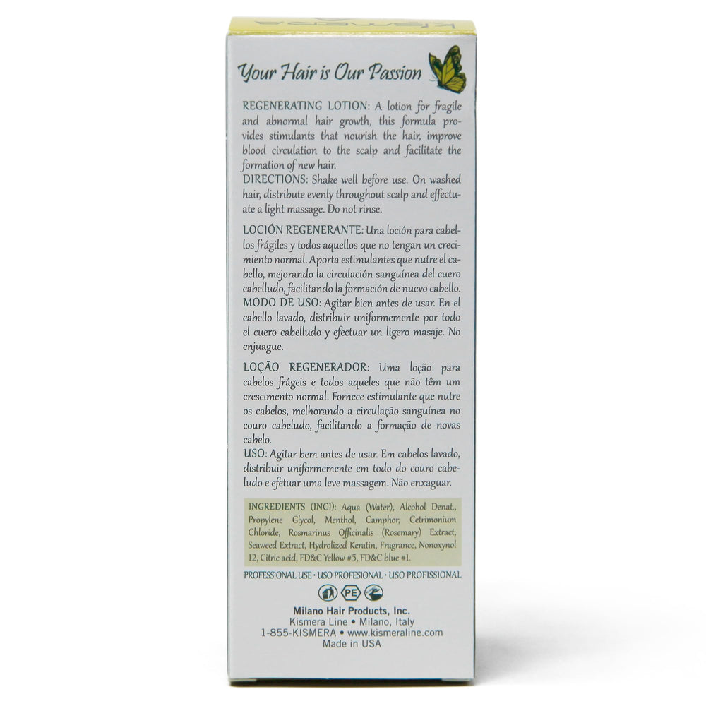 Front label of Kismera Hair Growth Lotion for easy daily scalp care.