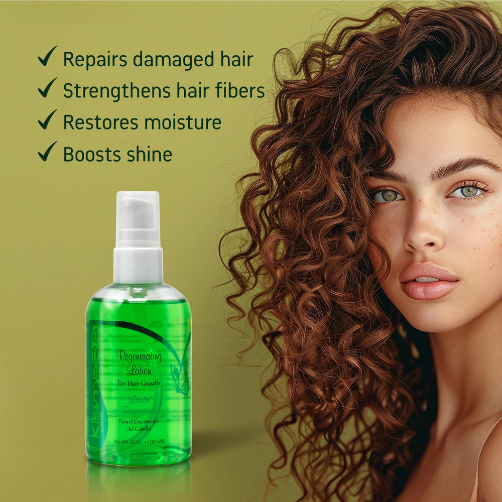 Lotion being gently massaged into the scalp with Kismera for nourishment.