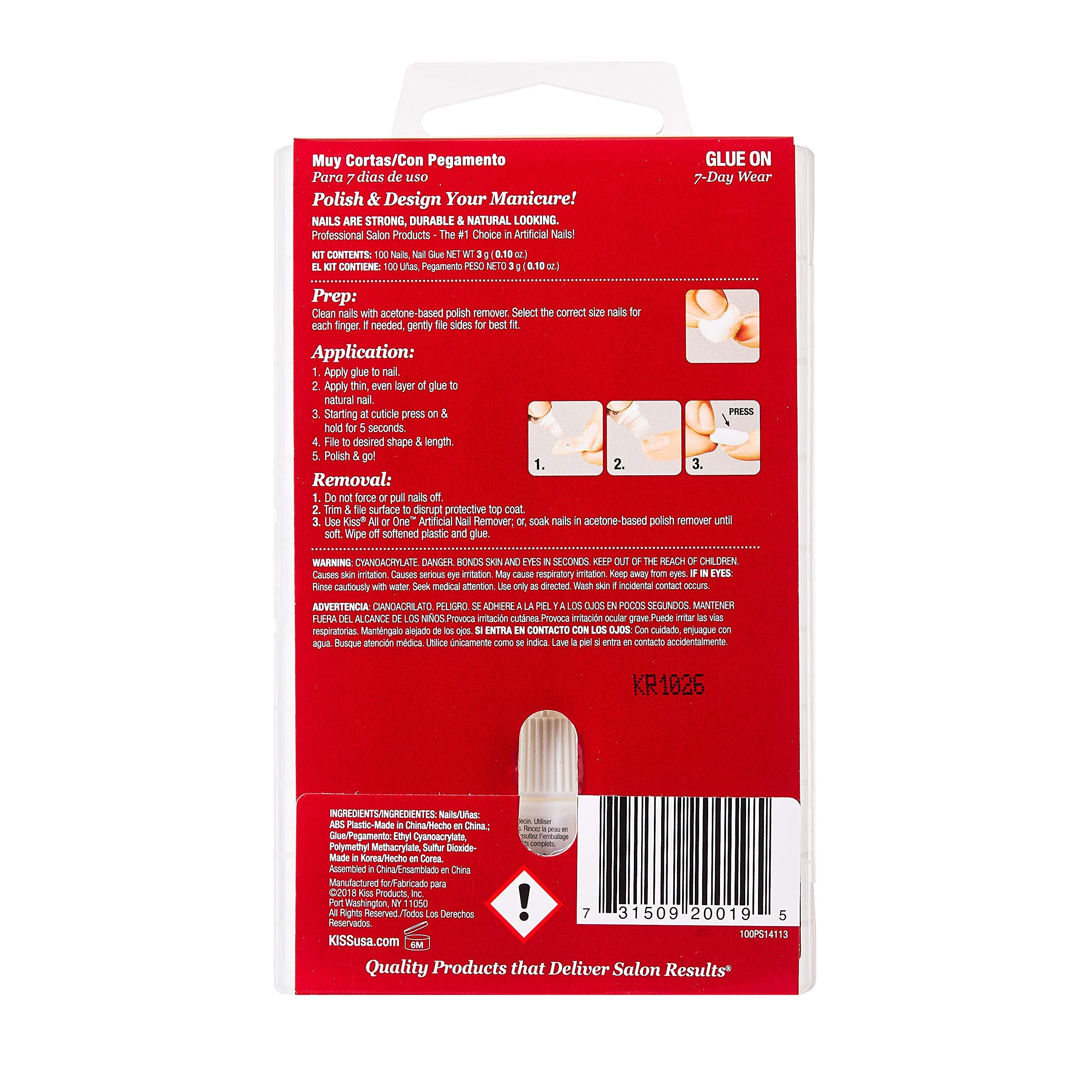 Kiss 100 Full Cover Nails hand-model shot highlighting easy application and even coverage.