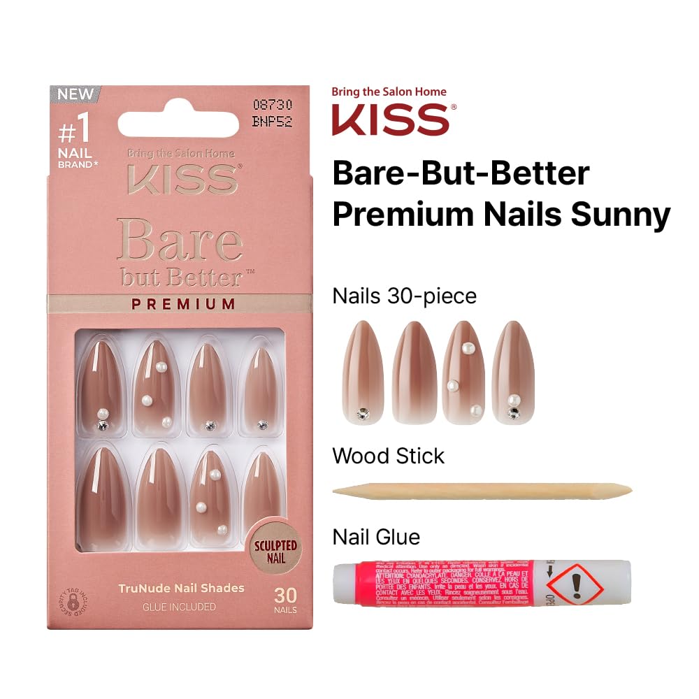KISS False Nails Kit Pearl rhinestones add subtle sparkle for occasions