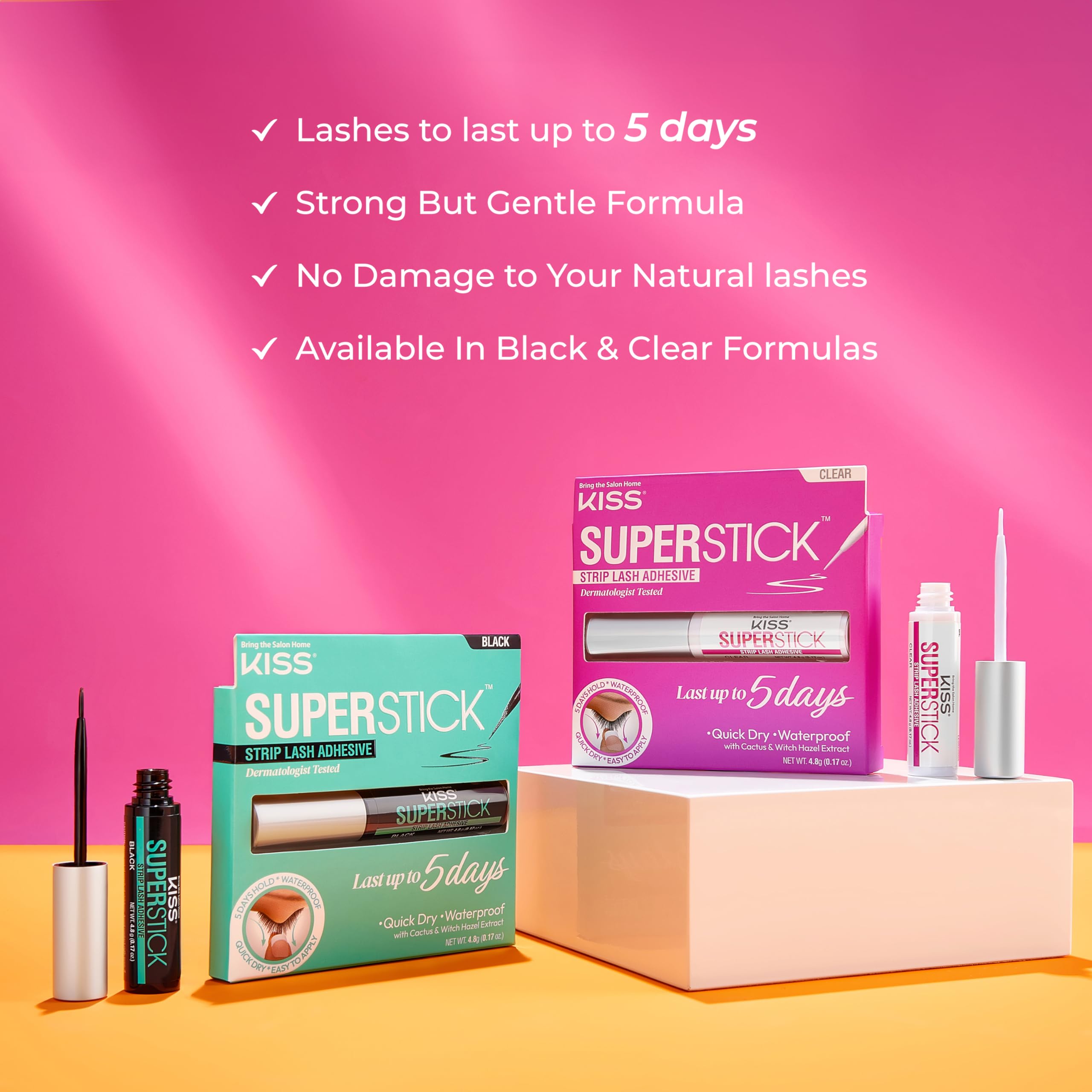 KISS Super Stick fast-dry formula close-up highlighting quick set.