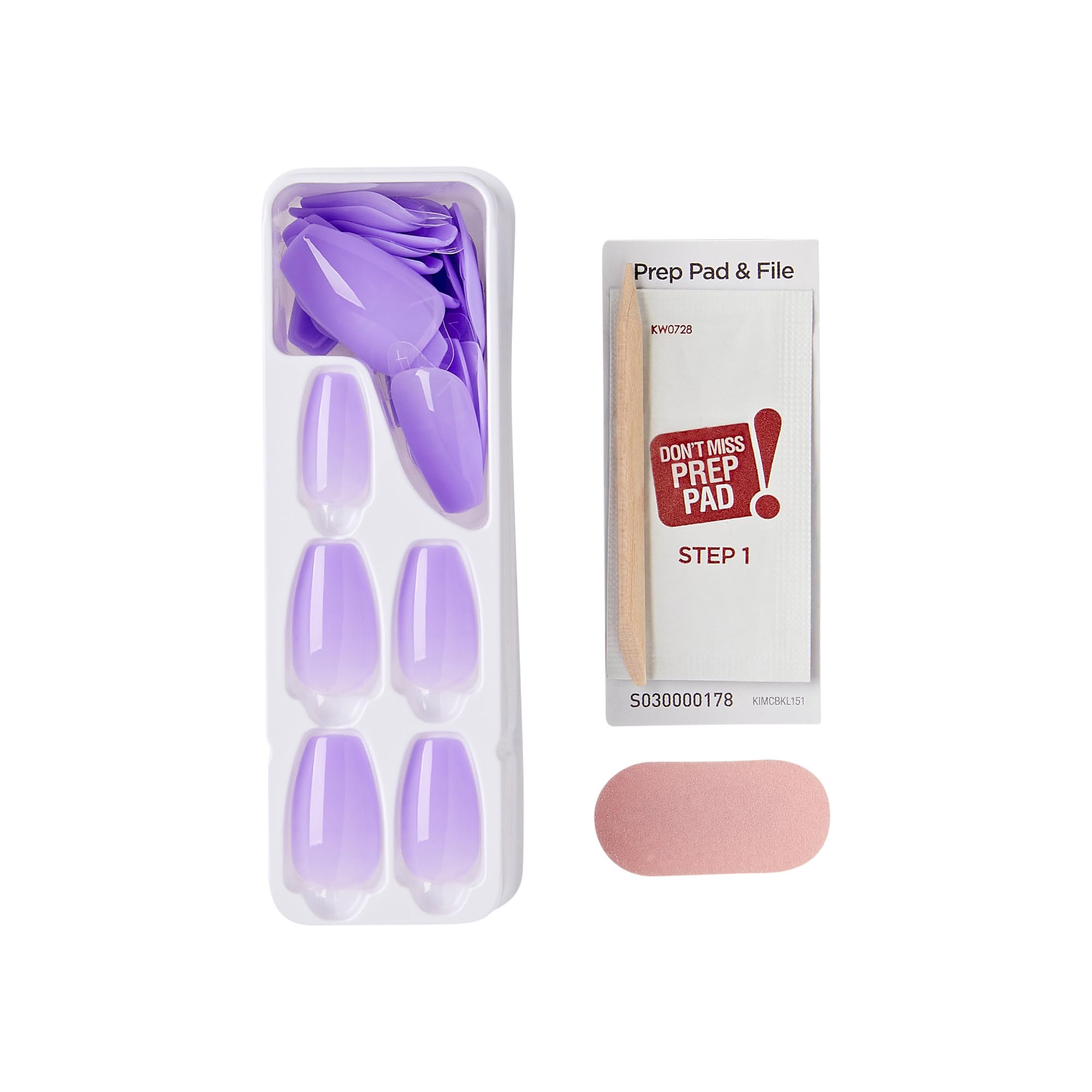 KISS imPRESS lavender nails kit with prep pad and file for easy application