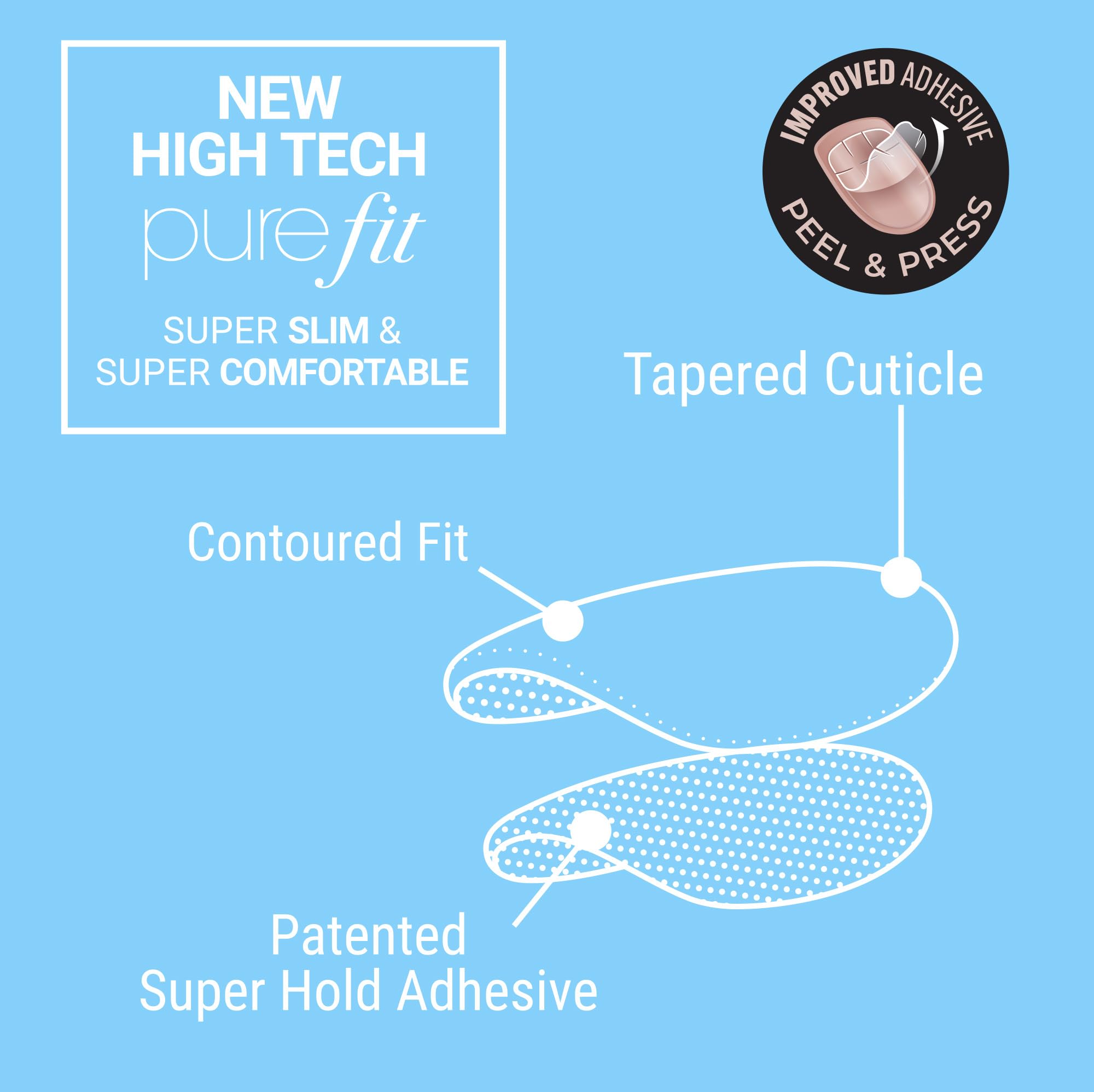 KISS imPRESS varied-size nails ensure a snug, customizable fit.