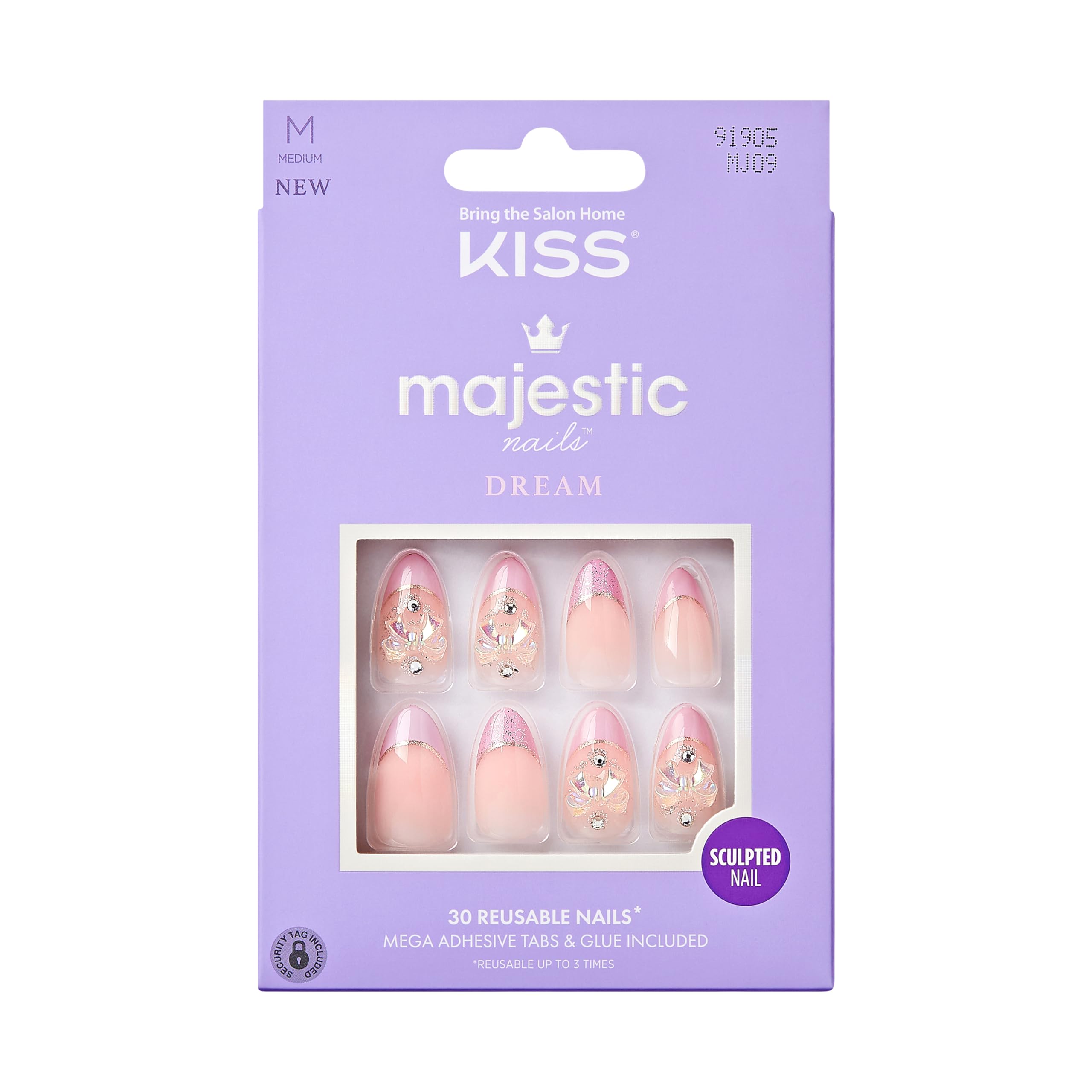 KISS Majestic nails front view with light pink almond tips for an easy at-home manicure