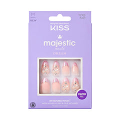 KISS Majestic nails front view with light pink almond tips for an easy at-home manicure