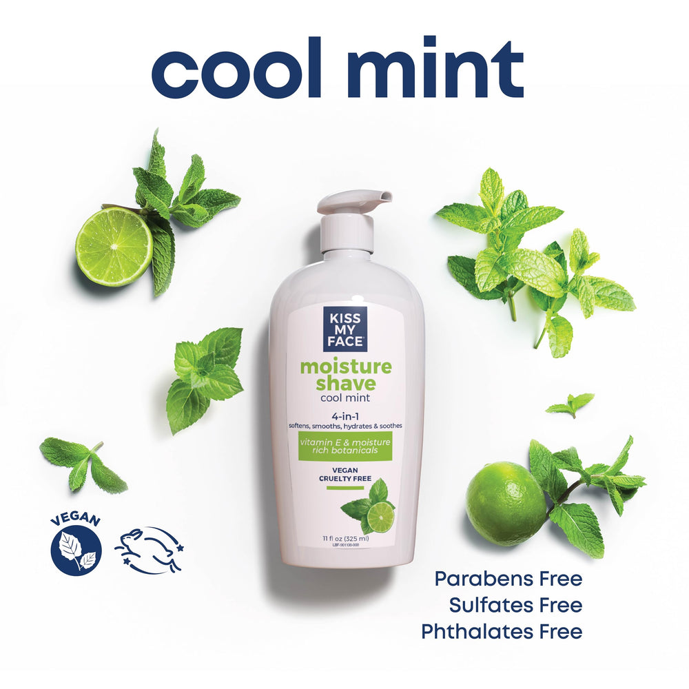 Close-up of foam from Kiss My Face Moisture Shave Cream for smooth skin.