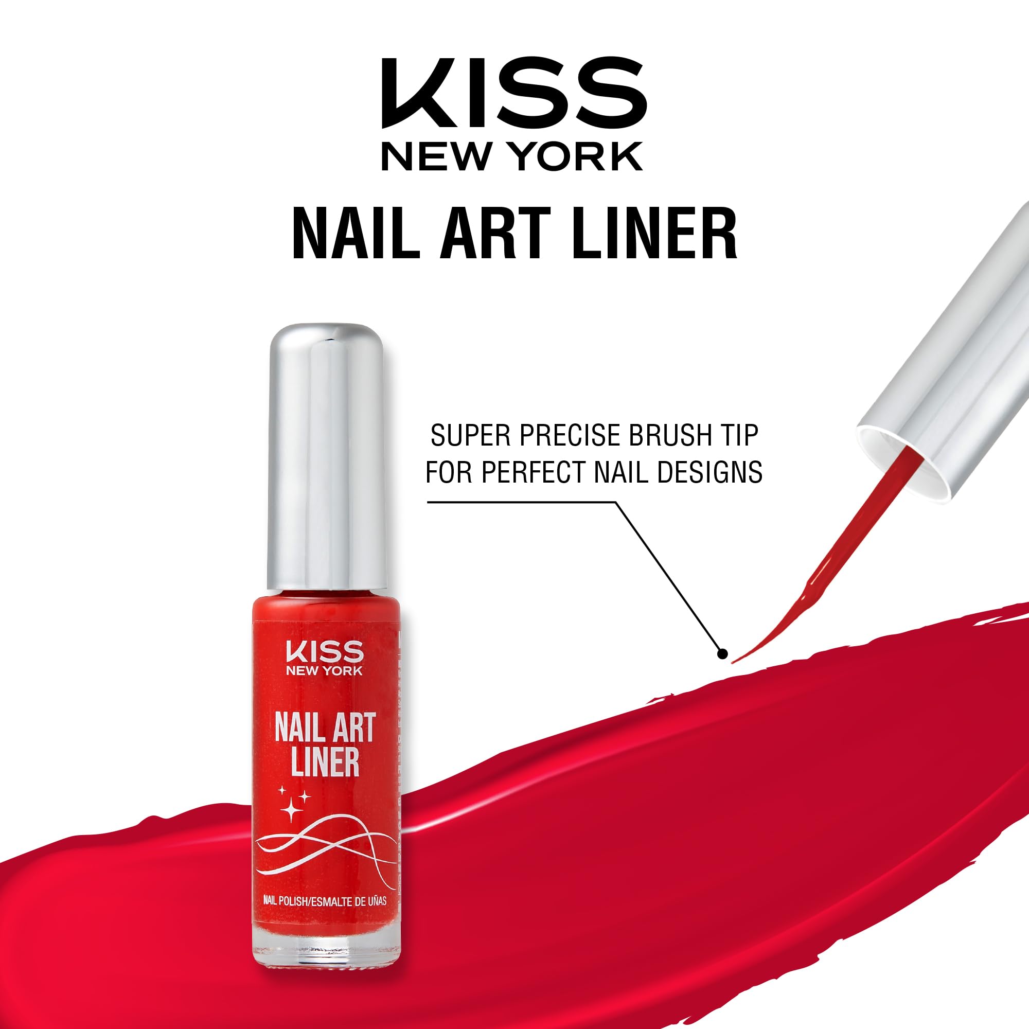 Kiss New York Nail Art Liner precision lines for intricate nail designs.