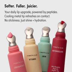 KISS NEW YORK Peptide Lip Treatment Watermelon tinted swatch on lips for color
