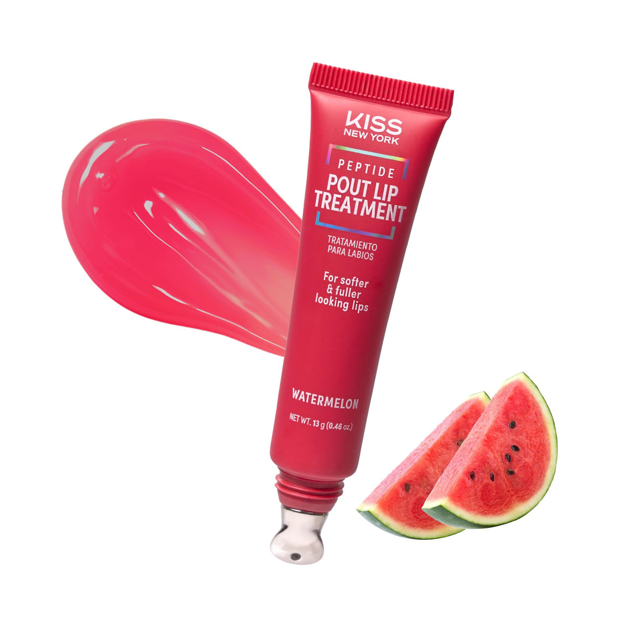 KISS NEW YORK Peptide Lip Treatment Watermelon tube delivers hydrating lip care