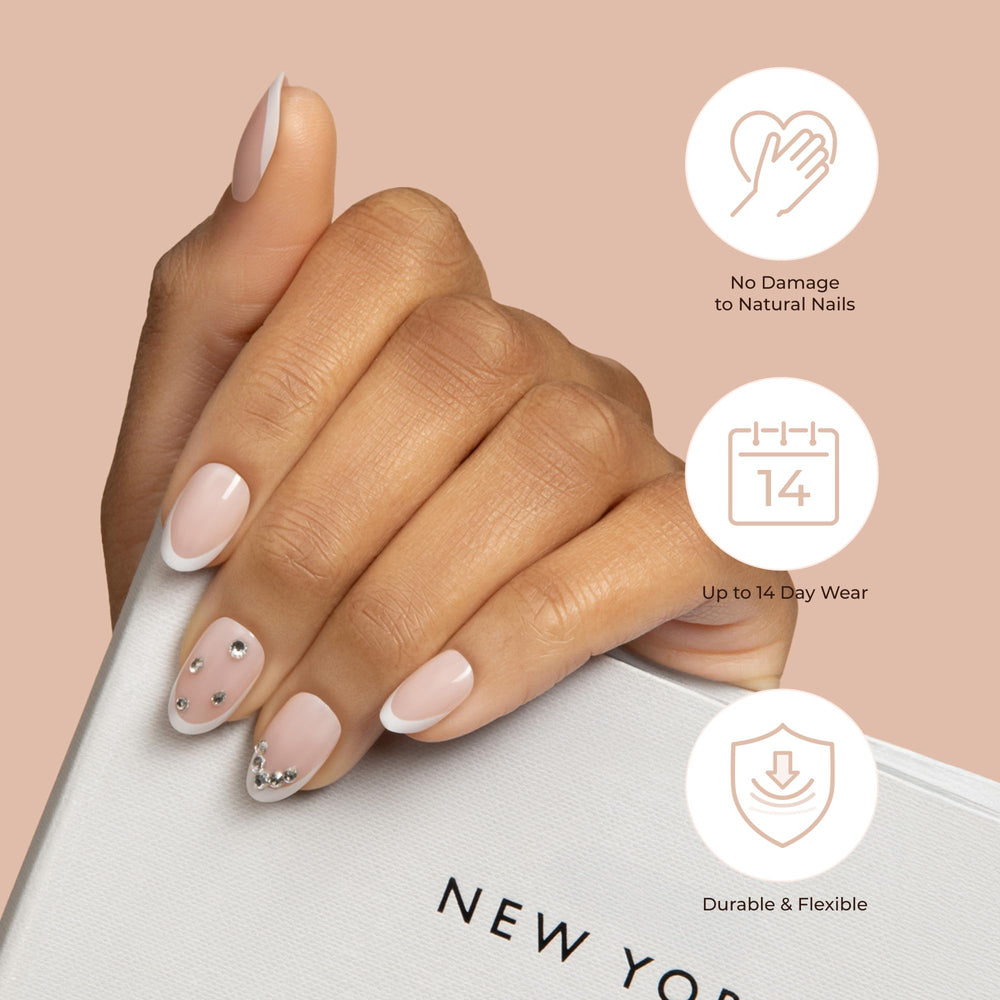 KISS Premium Classy Nails require no dry time for instant glam after gluing.