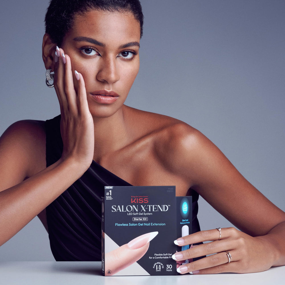 All-in-one starter kit with nails, adhesive, lamp, and more.