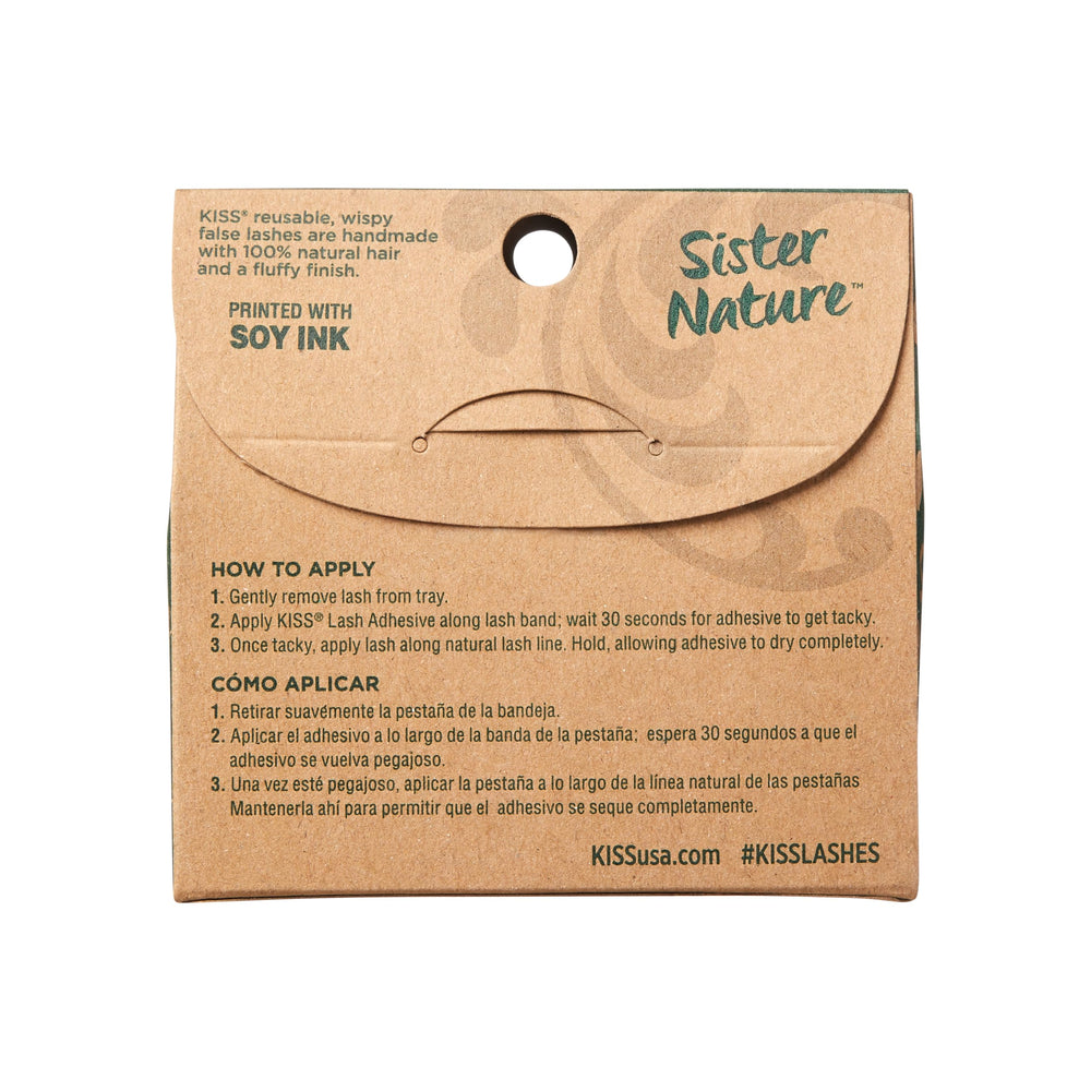 KISS Sister Nature Dawn close-up shows fluffy natural hair for wispy lashes.