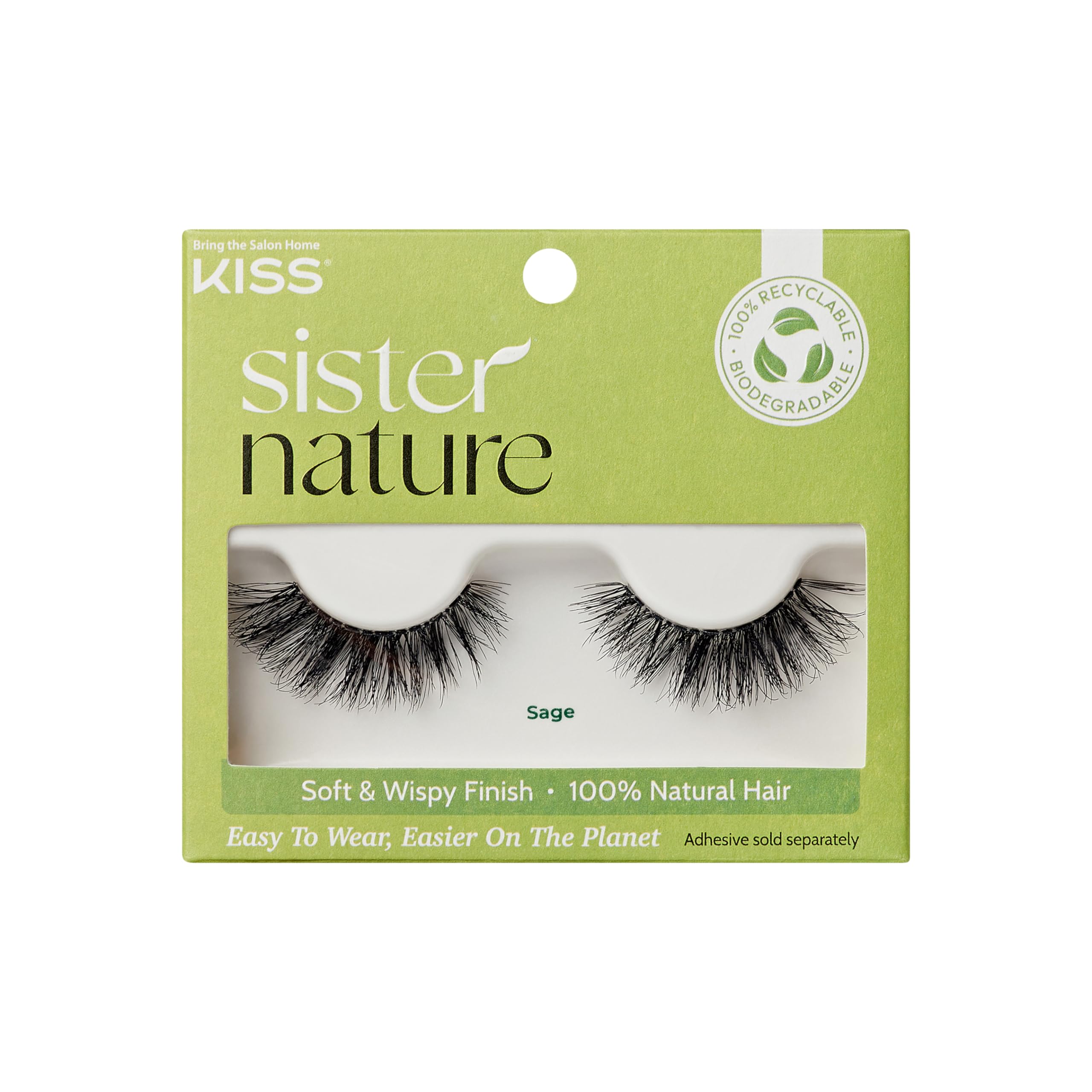 KISS Sister Nature Sage 12 mm lashes offer natural feathery volume.