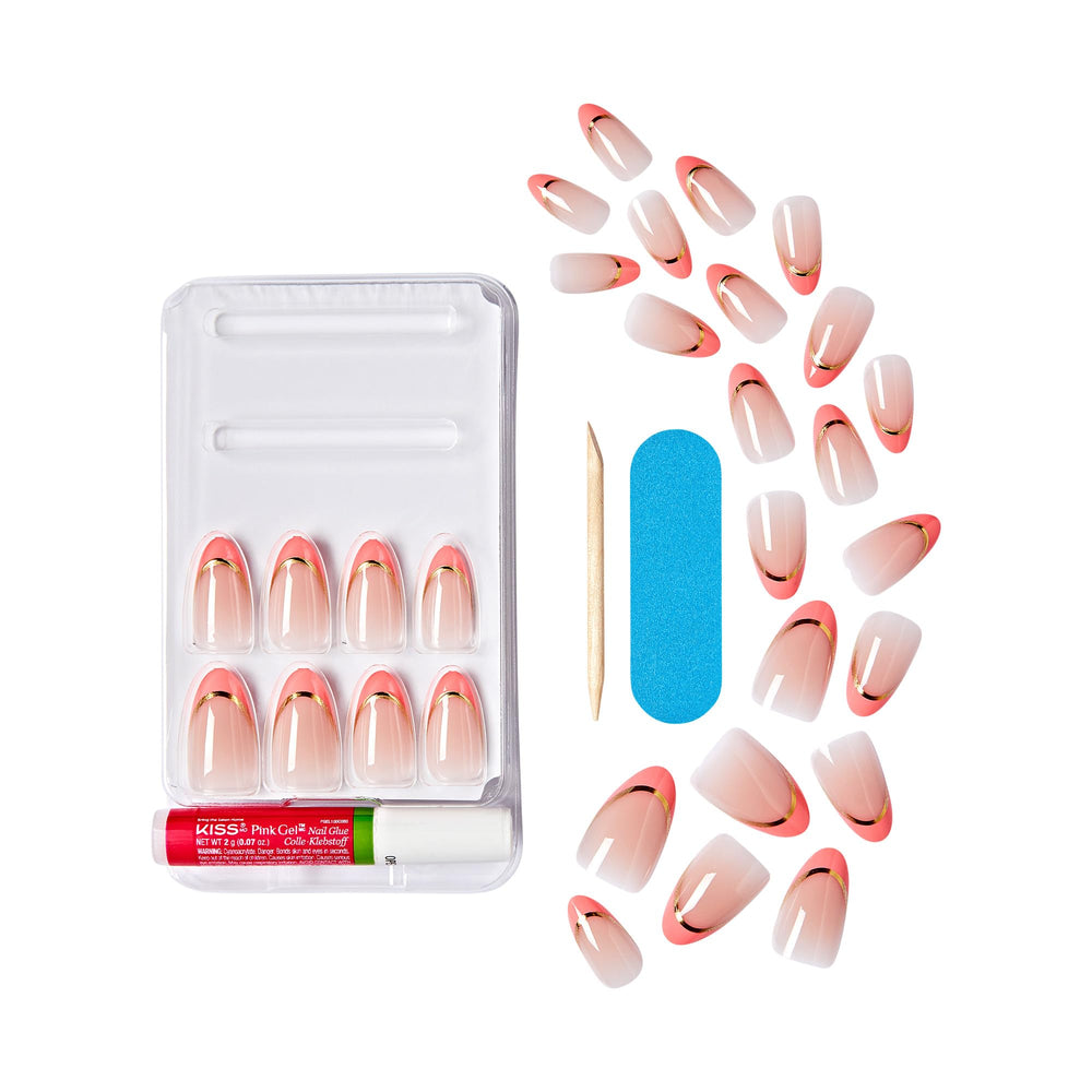 Easy to apply almond nails, great for busy days and beginners.