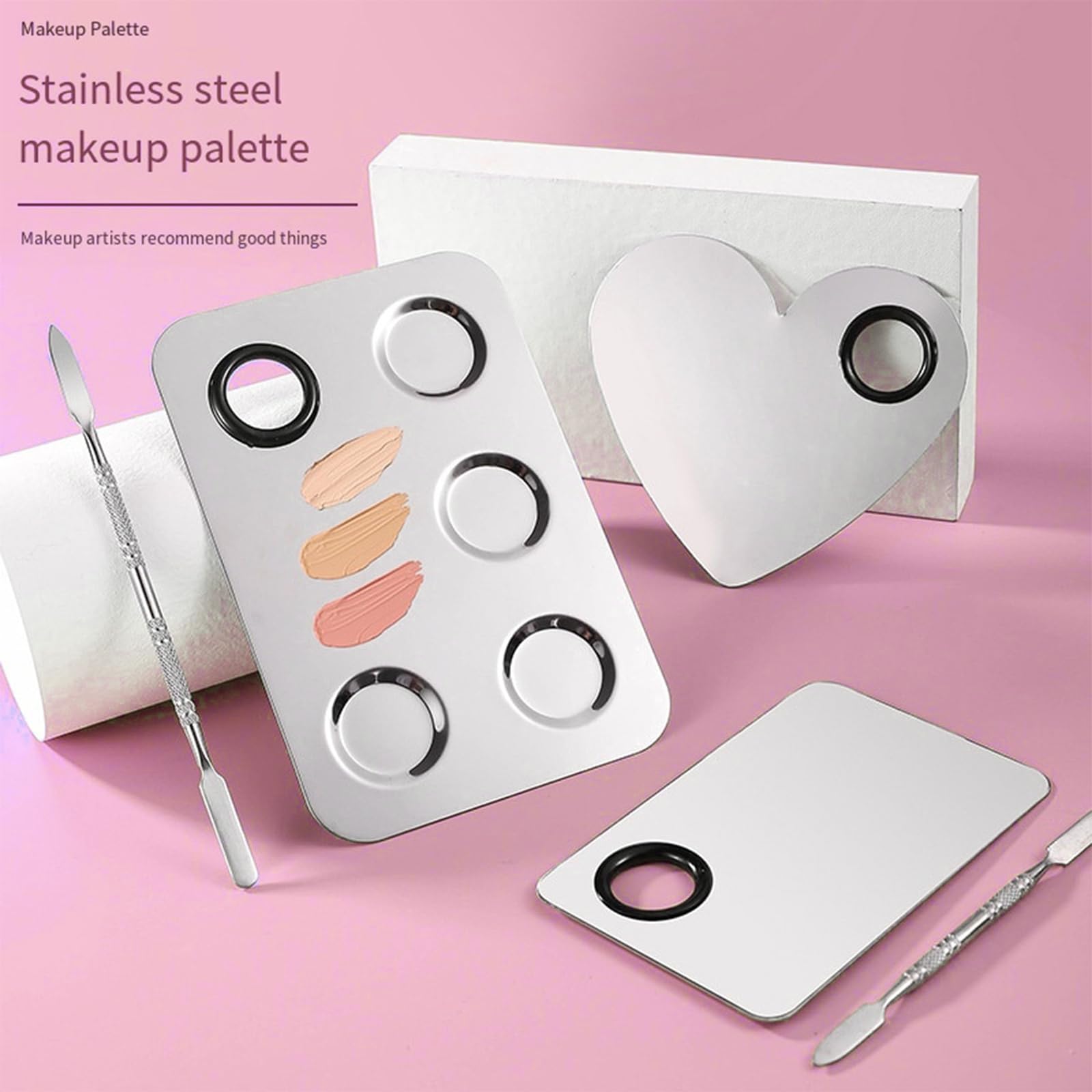KissDate mixing foundation and shades on the palette for seamless results.