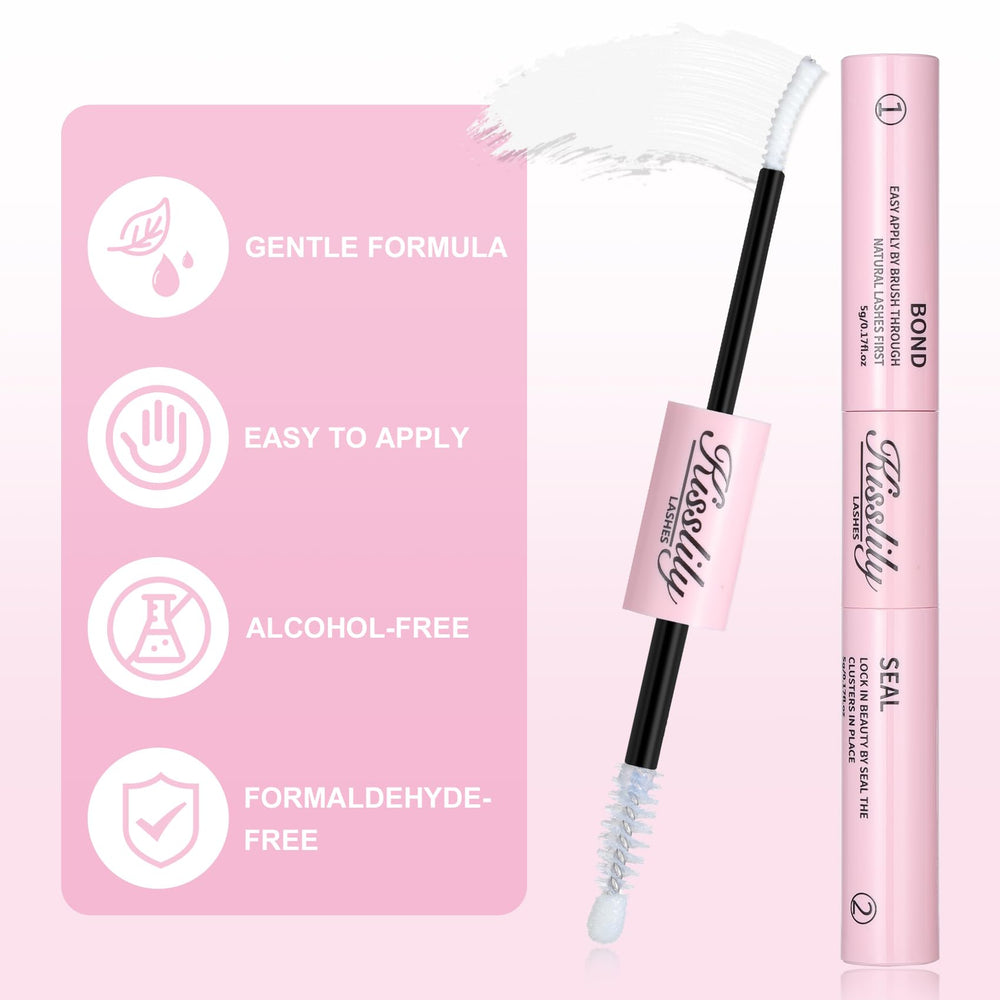 Kisslily Lash Cluster Glue packaging highlights compact, travel-friendly design.