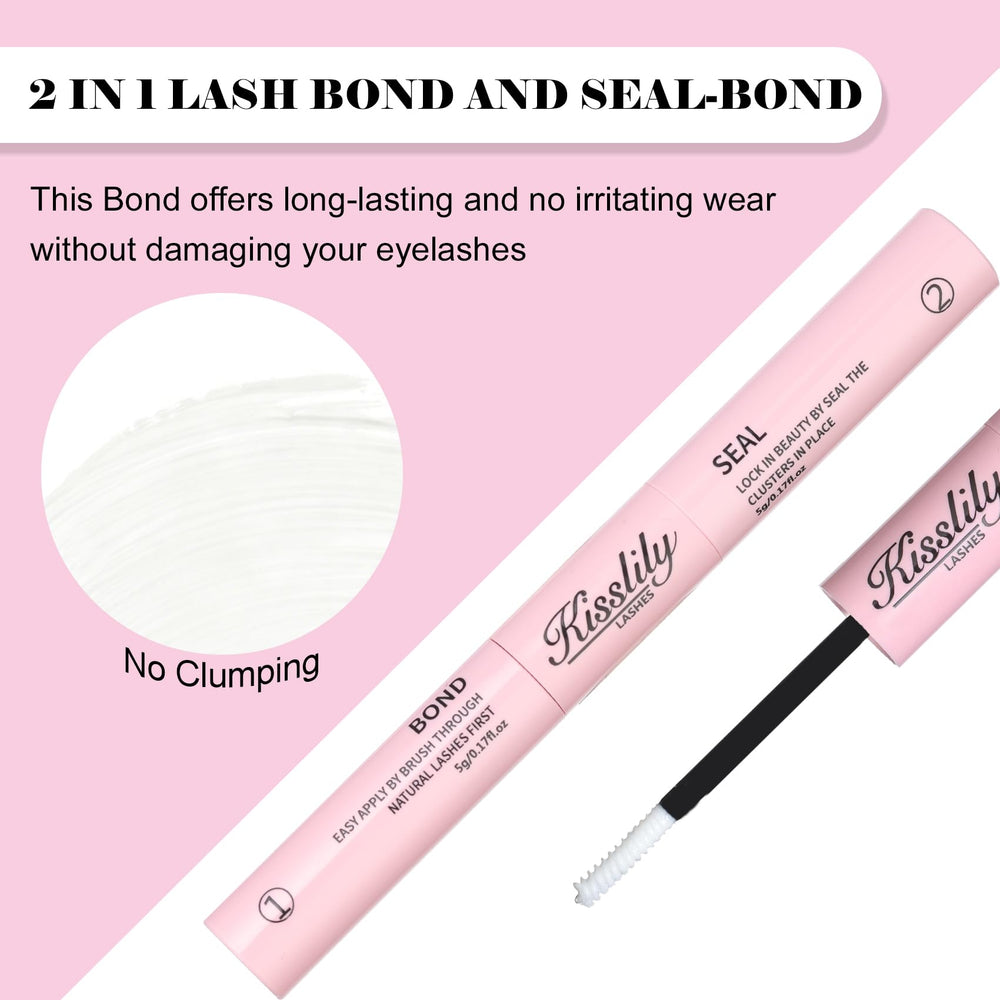 Kisslily Lash Cluster Glue seal demonstrates quick lock for secure clusters.