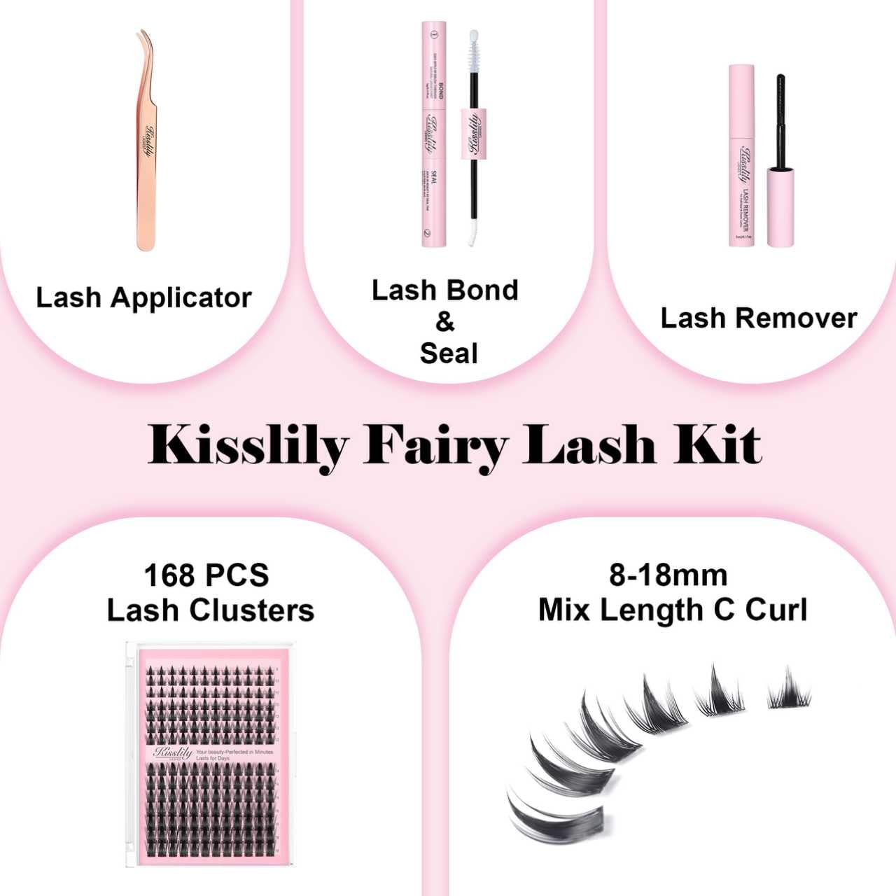 Kisslily Lash Remover included for gentle, easy lash cleanup.