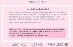 KissRedE eye cream 1oz silver airless bottle in sleek design for daily use