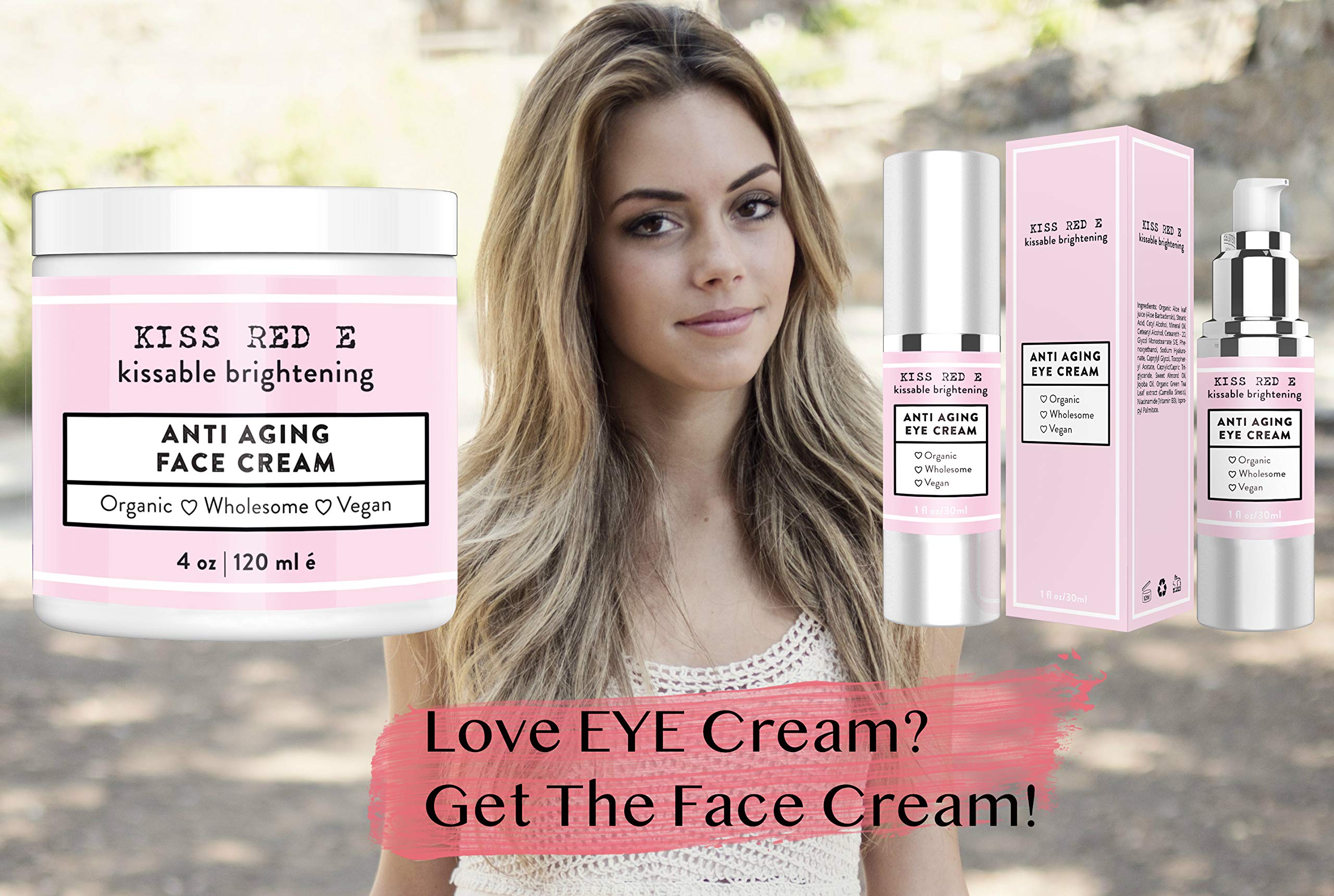 KissRedE eye cream helping skin radiance around the eyes