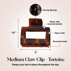 Kitsch medium clip tortoise for everyday styling with reliable grip