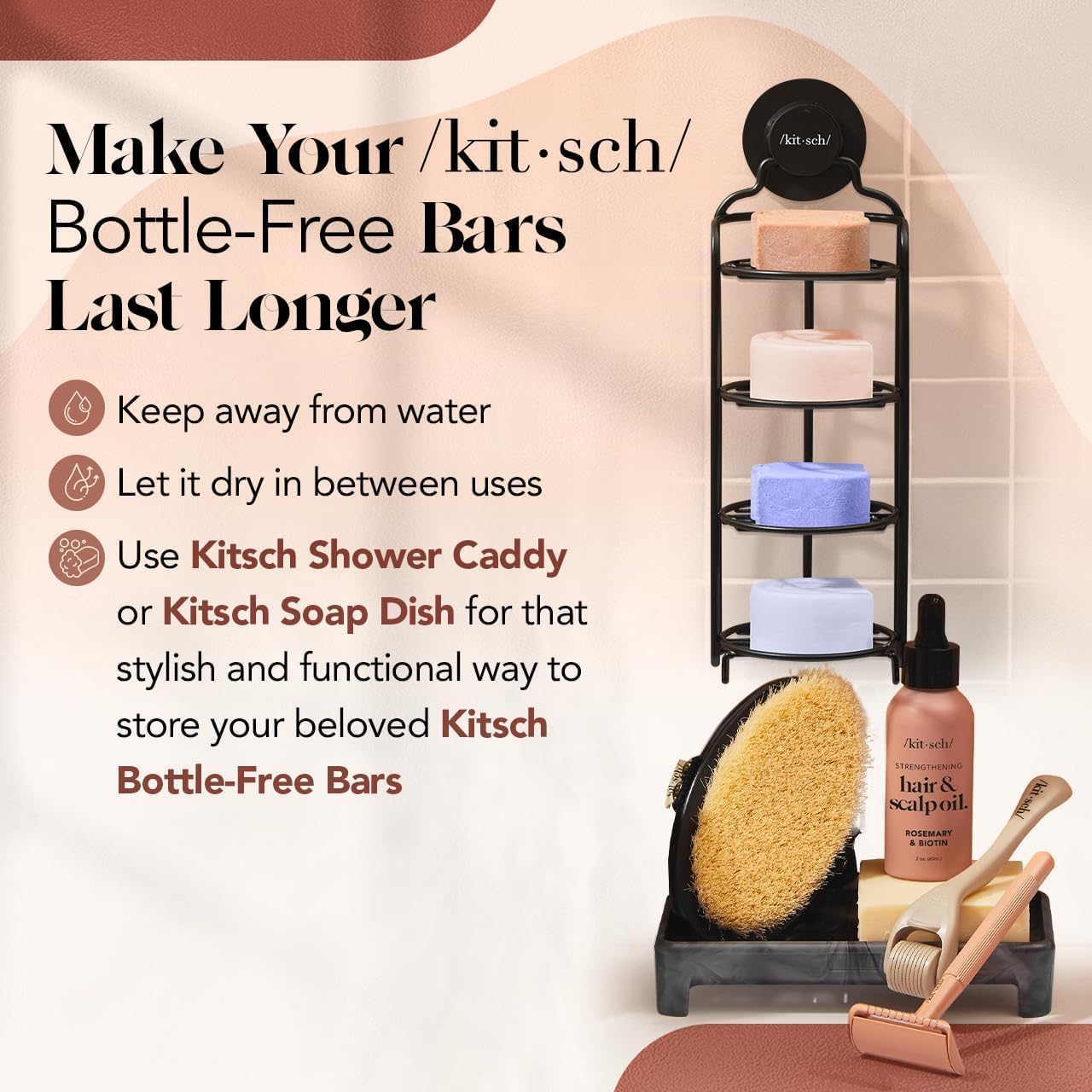 Kitsch Castor Oil Conditioner Bar made in USA with sustainable packaging.