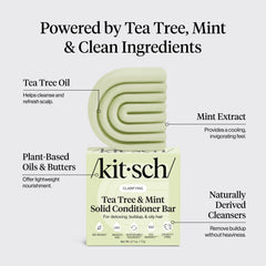 Close-up of tea tree and mint infusion in the Kitsch conditioner bar.