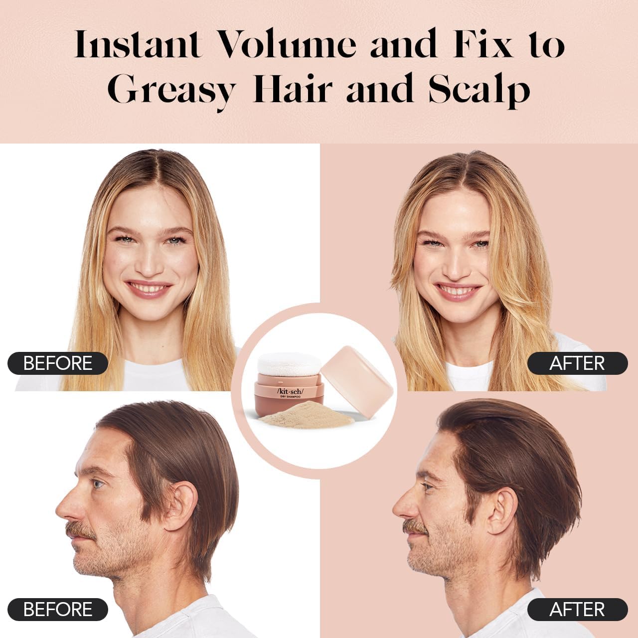 Kitsch dry shampoo fragrance-free formulation highlights safety and clarity.