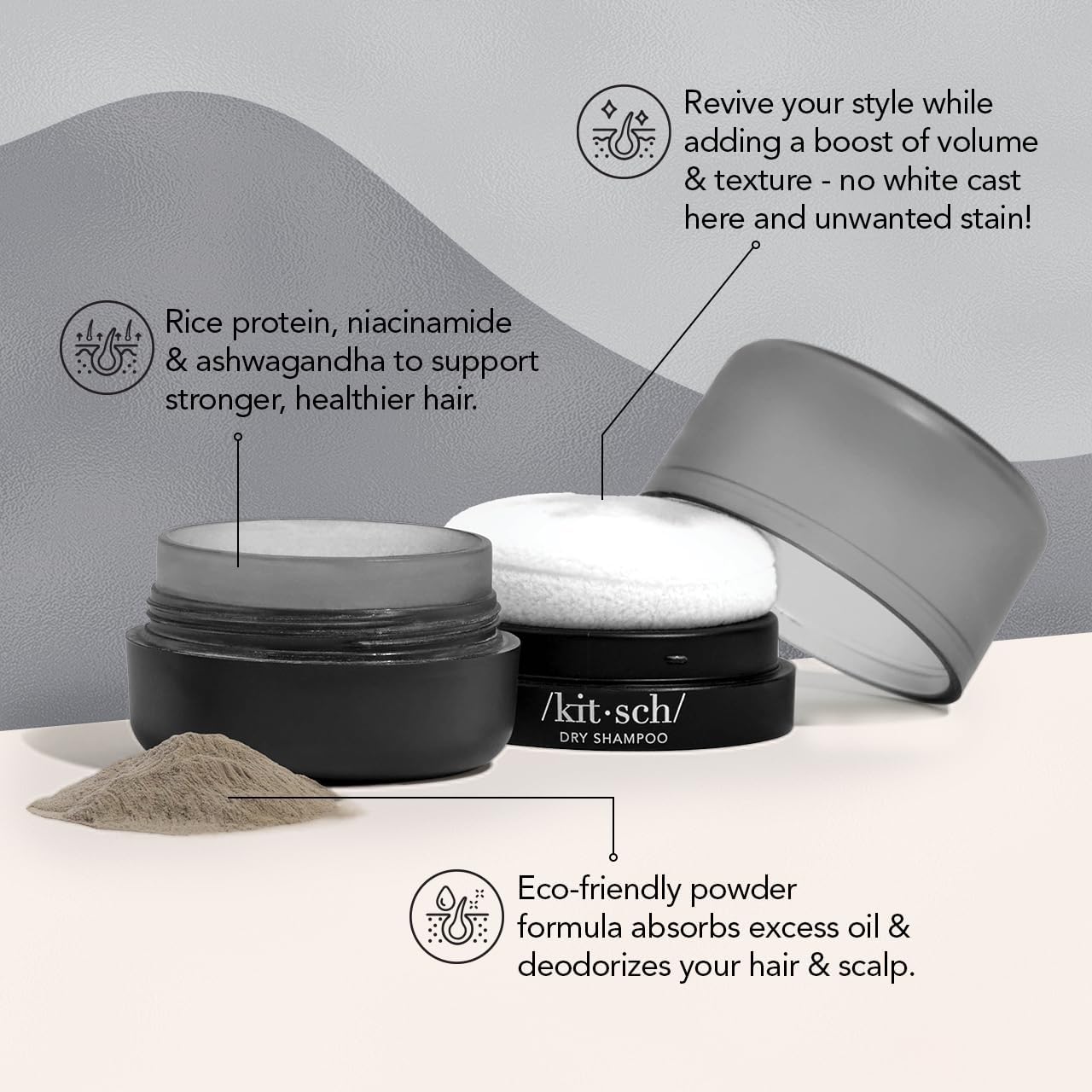 Kitsch dry shampoo powder for light hair blends invisibly