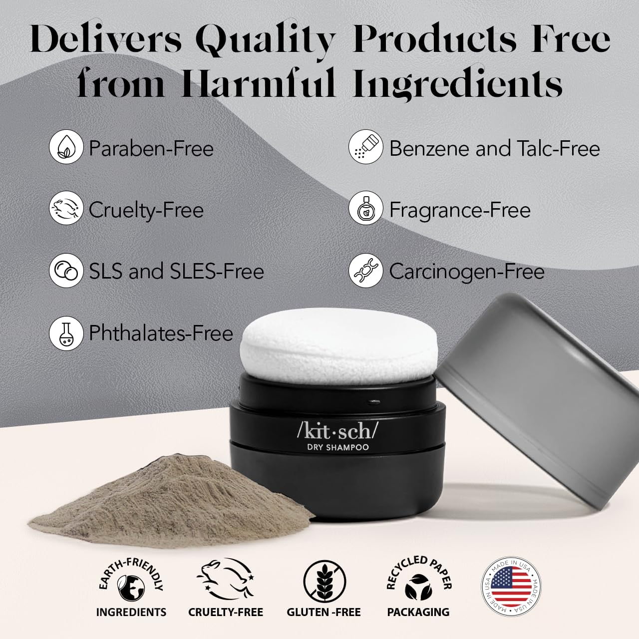 Kitsch travel size dry shampoo powder in compact 8g for on the go