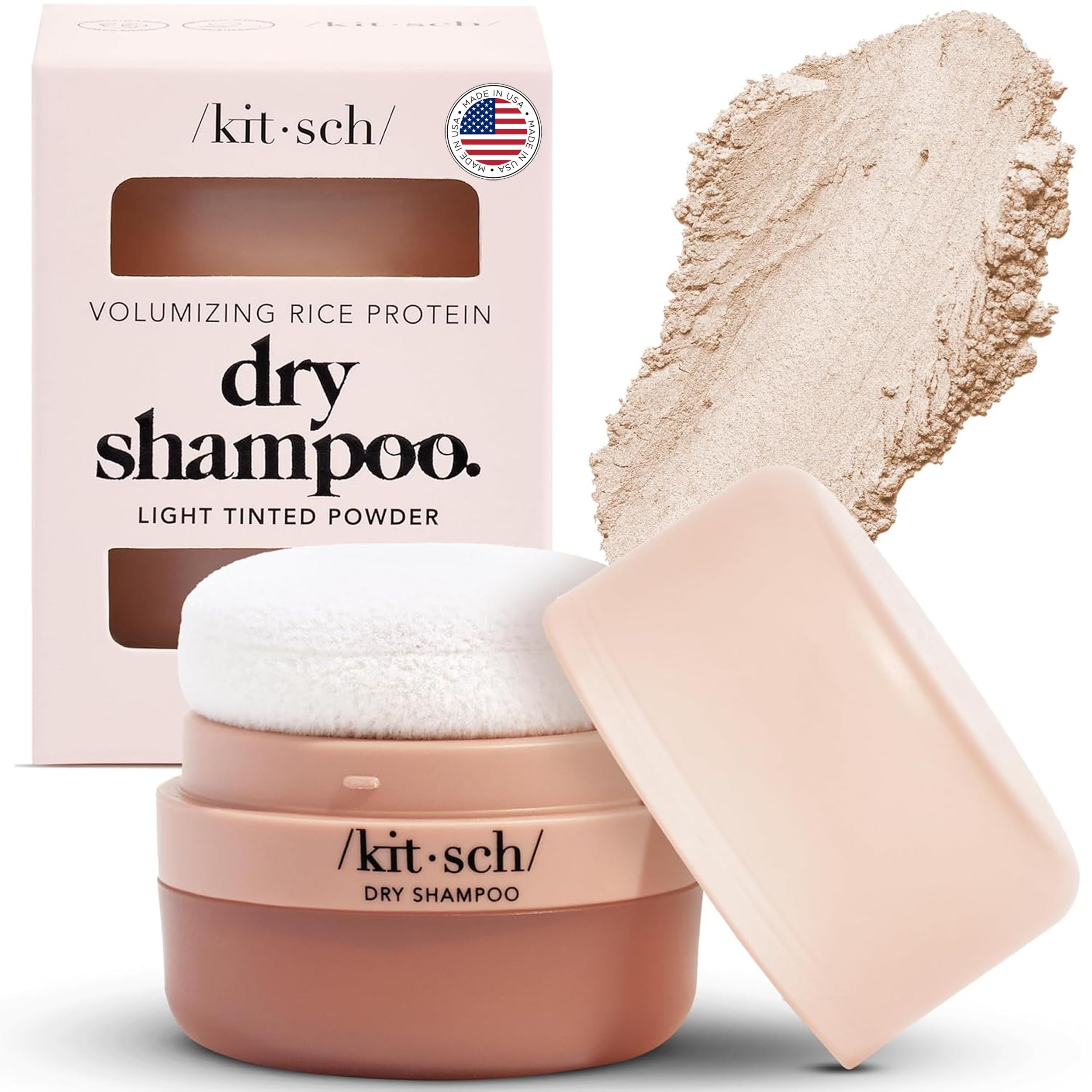 Kitsch dry shampoo rice-protein unscented 8g bottle ready for travel.