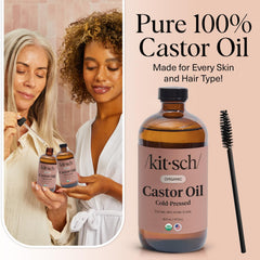 Kitsch Organic Castor Oil spoolie application for brows and lashes.